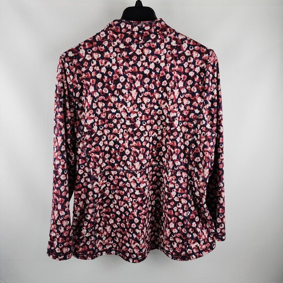 T by Talbots Shirt Womens 2X Multi Floral Abstract Print 1/4 Zip Pullover - Picture 2 of 7